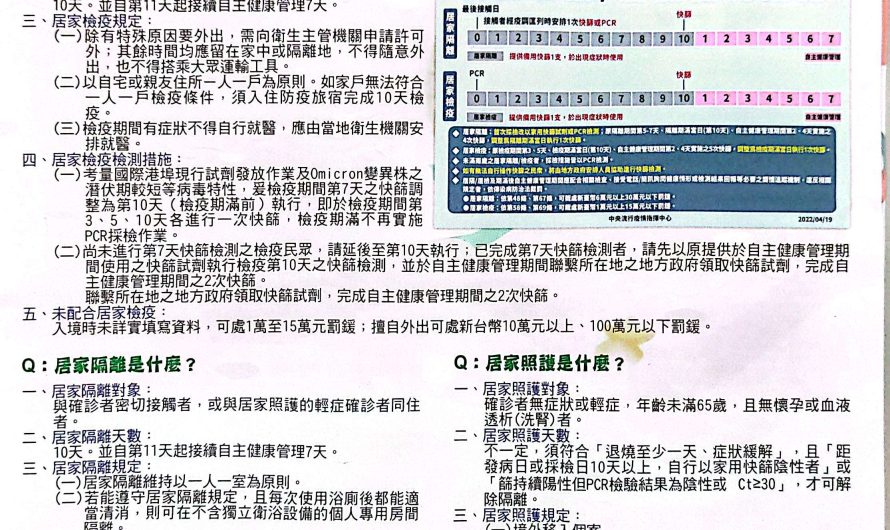 防疫相關應知事項